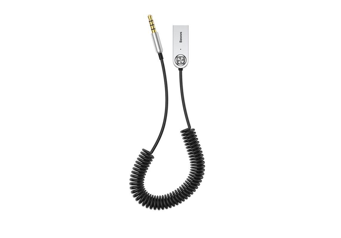 Baseus CABA01-01 spiral lydkabel 0,5 m - 3,5 mm til USB Type-A, sort