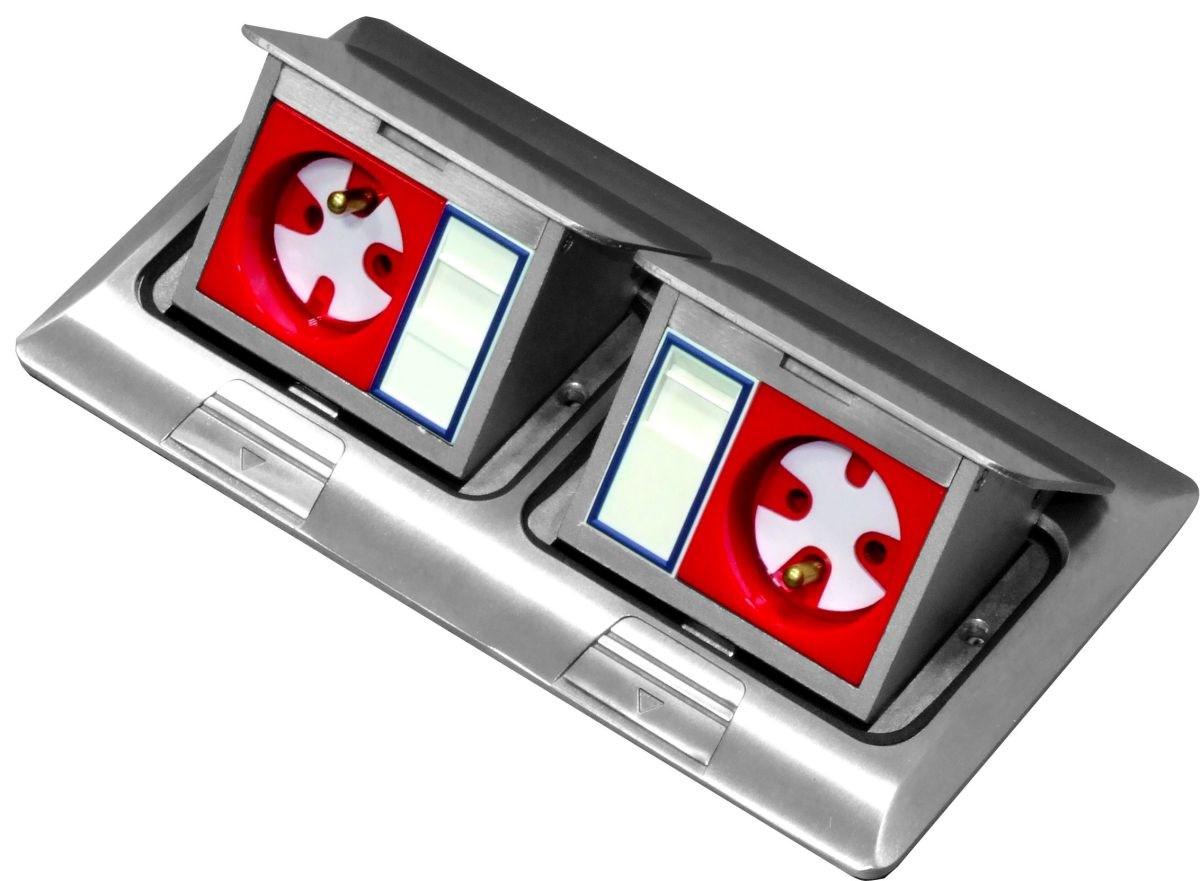 Bachmann mini gulvboks/indbygningsboks - dobbelt til 22,5Ã45 mm (45Ã45 mm) moduler, vippe-lÃ¥g