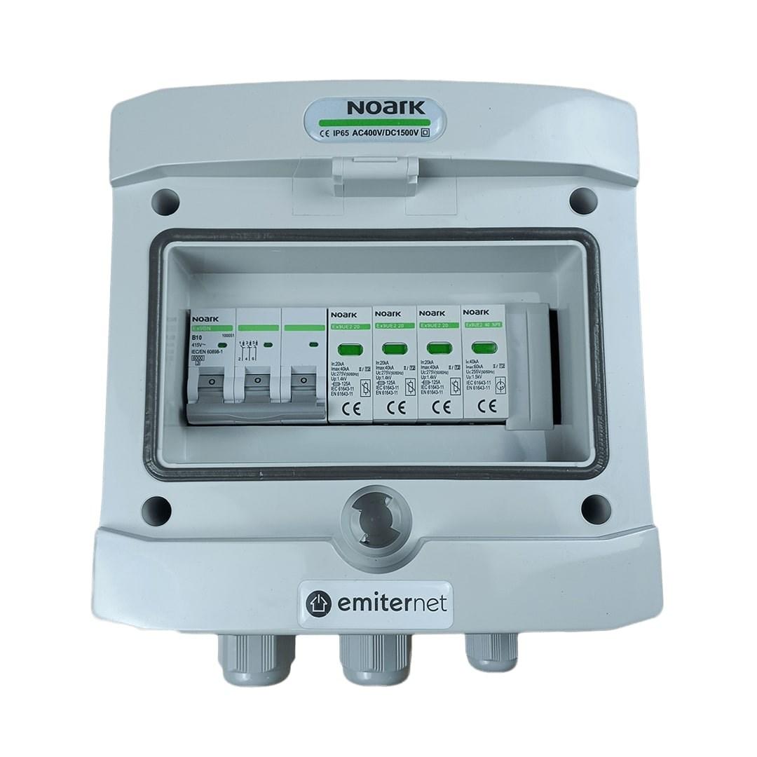 EMITER Noark Type 2 overspændingsafleder i IP65-kapsling - 10 A, 3-faset billede