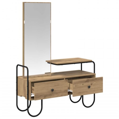 Sminkebord med spejl og 2 skuffer - artisan-eg, konstrueret træ