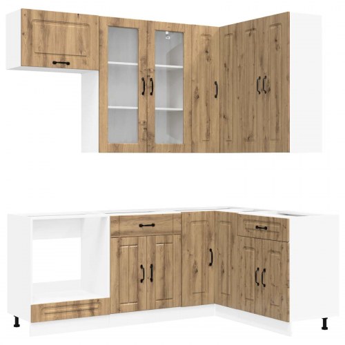 Køkkenenhed KALMAR - 8 dele i artisan-eg, konstrueret træ