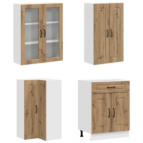 Køkkenenhed KALMAR - 8 dele i artisan-eg, konstrueret træ