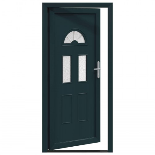 Hoveddør i PVC - antracit 110 × 210 cm med glasindsatser