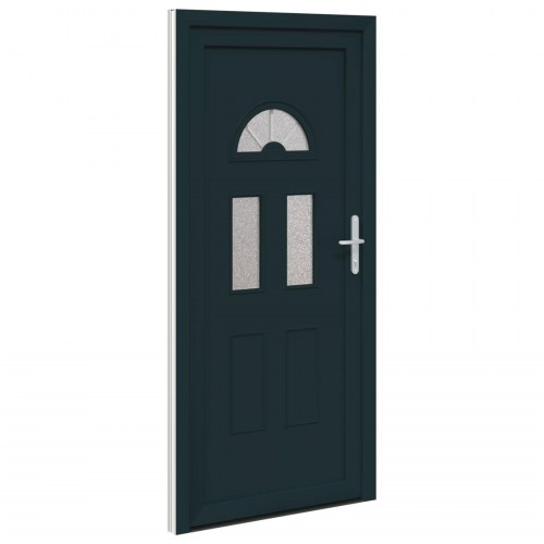 Hoveddør i PVC med glas - antracit, 98 × 208 cm