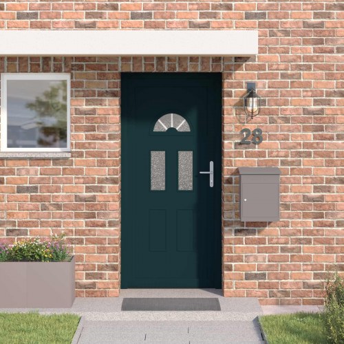 Hoveddør i PVC - antracit 98 × 198 cm med glasfelter