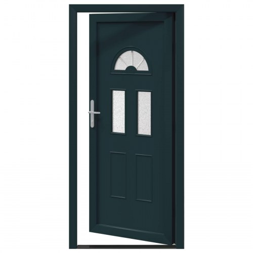 Hoveddør i PVC - antracit 110 × 210 cm med glasfelter