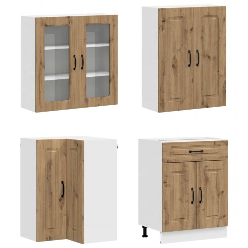 Køkkenenhed KALMAR - 8 dele i artisan-eg, konstrueret træ