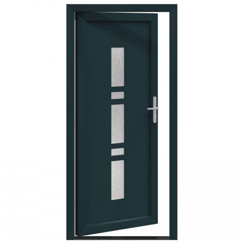 Hoveddør i antracit 98 × 200 cm - PVC med glasindsatser