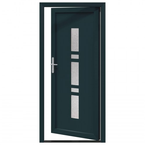 Hoveddør i antracit 108 × 208 cm - PVC med glasfelter
