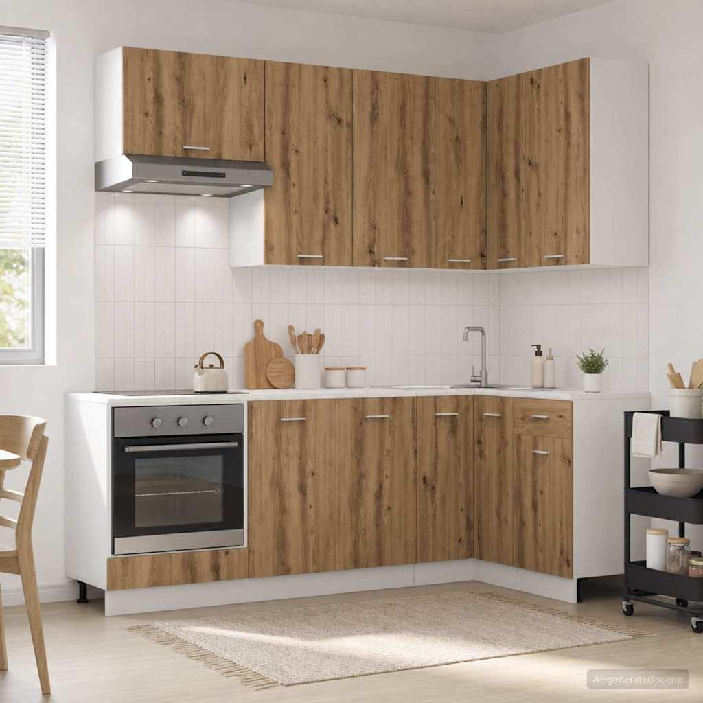 Køkkenenhed LYON - 8 dele i artisan-eg, konstrueret træ