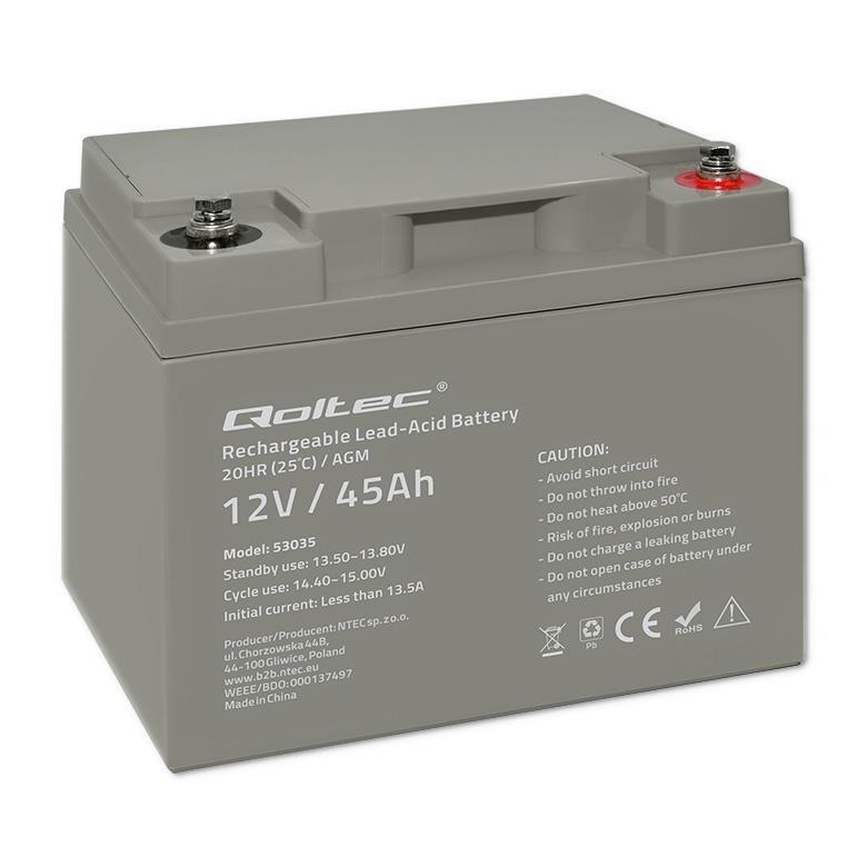 Qoltec AGM akkumulator 12 V 45 Ah - max 540 A