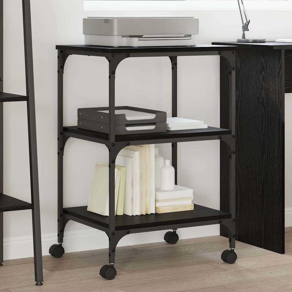 Printerbord på hjul - sort eg 50 × 41 × 75 cm, konstrueret træ