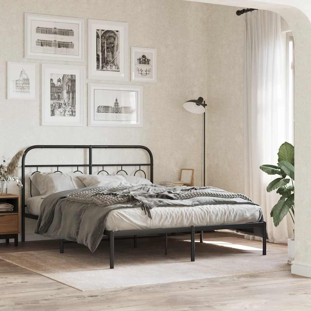 Sengegavl i metal 137 cm - sort, klassisk design