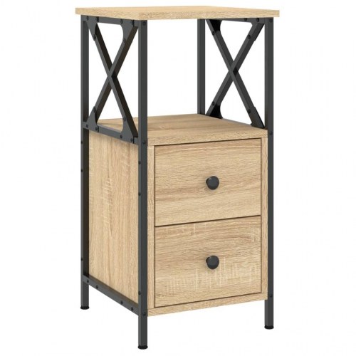 Sengebord i sonoma-eg - 34 × 35,5 × 70 cm, konstrueret træ og jern