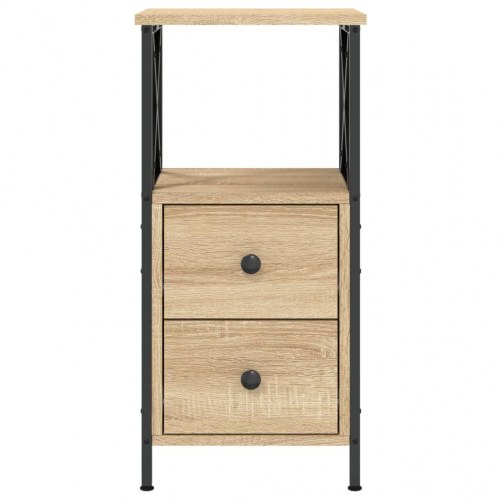 Sengebord i sonoma-eg - 34 × 35,5 × 70 cm, konstrueret træ og jern