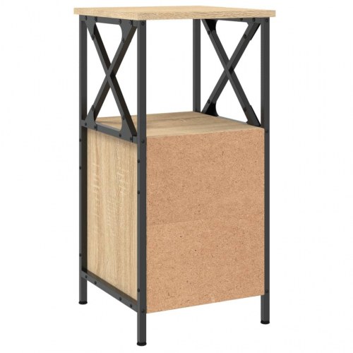 Sengebord i sonoma-eg - 34 × 35,5 × 70 cm, konstrueret træ og jern