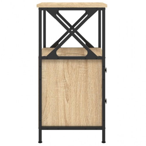 Sengebord i sonoma-eg - 34 × 35,5 × 70 cm, konstrueret træ og jern