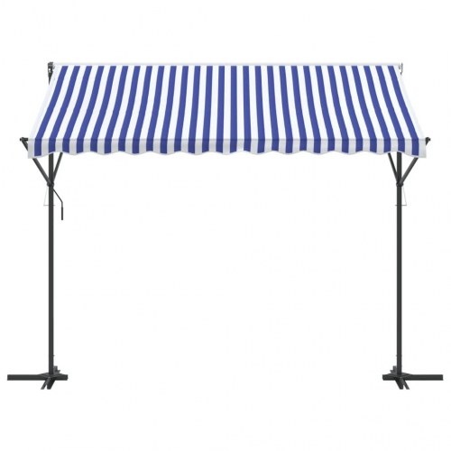 Fritstående markise 300 × 300 cm - blå/hvid stribet stof og stål