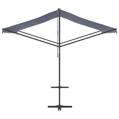 Fritstående markise 300 × 300 cm - blå/hvid stribet stof og stål