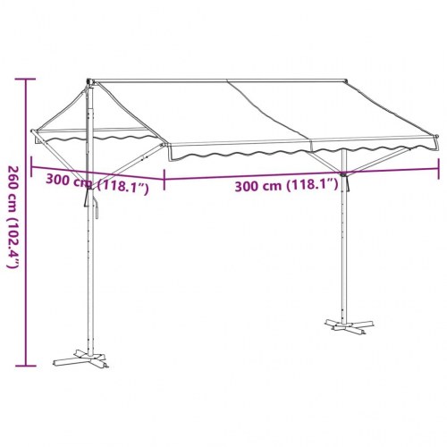 Fritstående markise 300 × 300 cm - blå/hvid stribet stof og stål