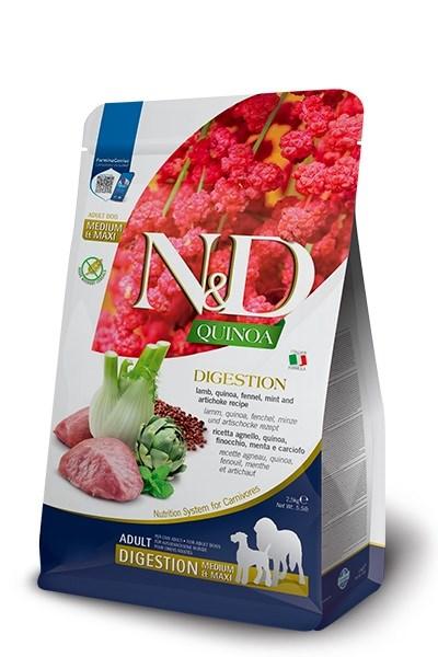 Farmina N&D Quinoa Digestion Adult Medium & Maxi - lam, tørfoder til hund - 7 kg billede