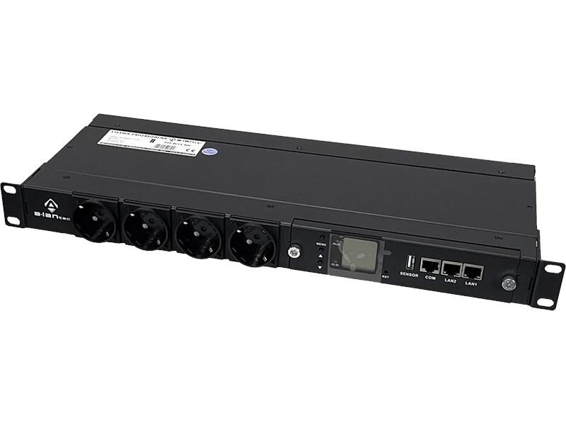 19" rack strømskinne 1-faset med 8 x C13 og 4 x CEE7/5 - energi- og miljøovervågning