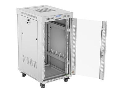Lanberg FF01 V2 22U 19" rackskab - 600 × 800 mm, glasdør, fritstående, grå (RAL 7035)