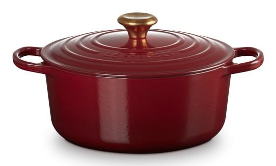 Le Creuset rund gryde 5,3 l - rød emaljeret støbejern billede