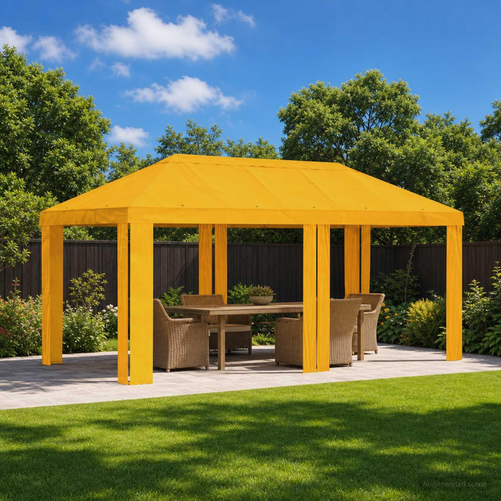 Gazebo dækkesejl 6 × 3 m - gul polyester 190 gsm