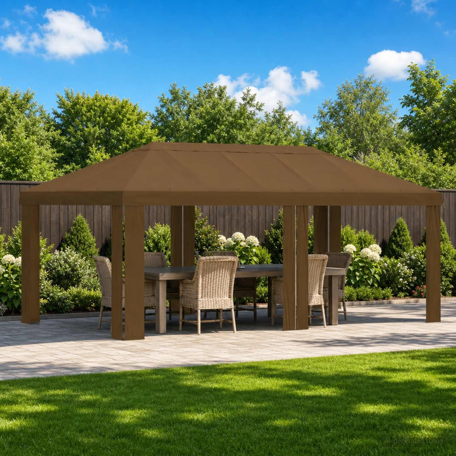 Gazebo dækken 6 × 3 m - gråbrun polyester 190 g/m²