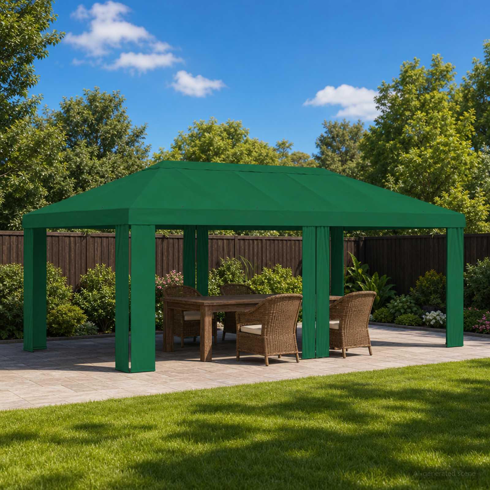 Gazebo dække 6 x 3 m - grøn polyester 190 gsm