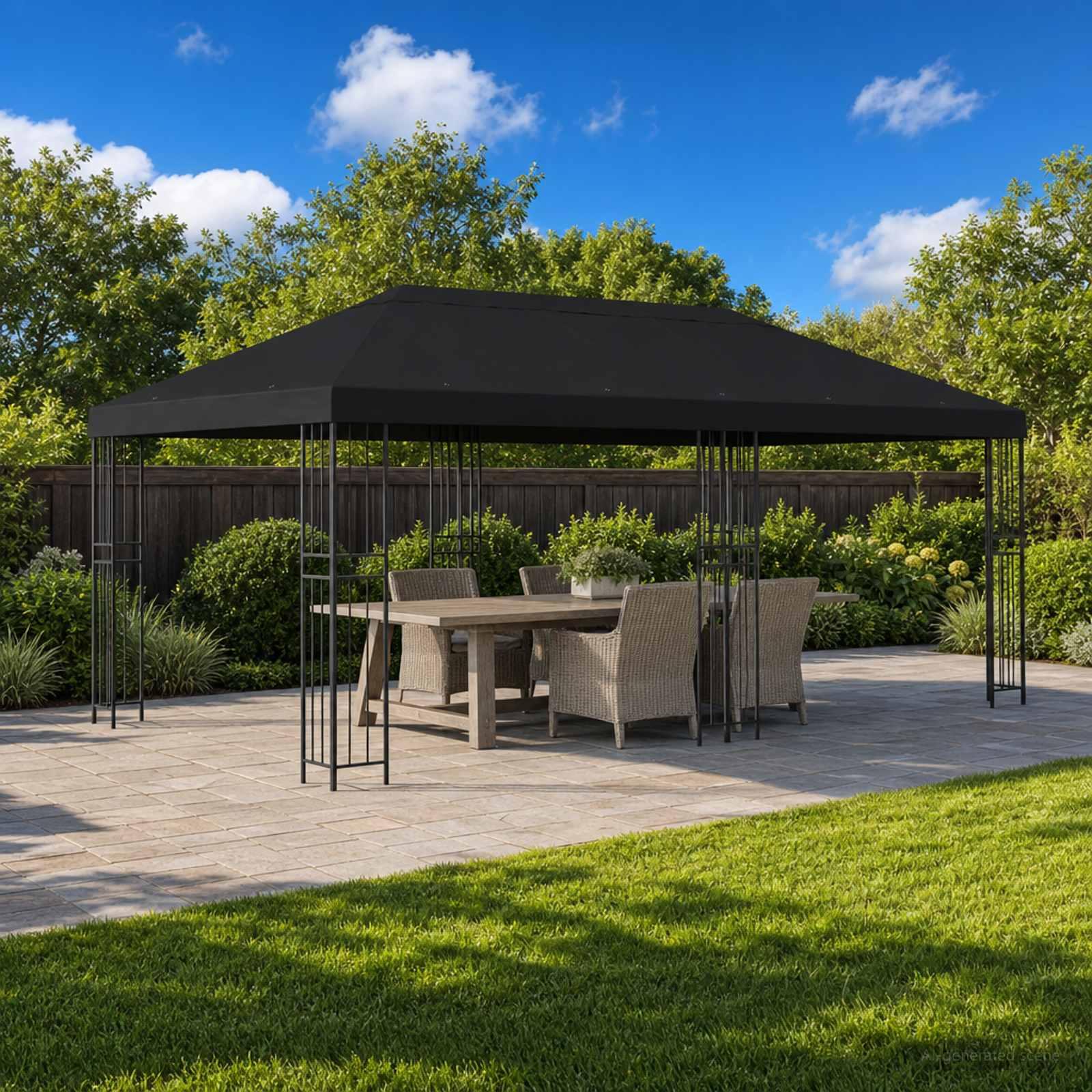 Gazebo klap-cover 6 × 3 m - sort polyester 190 gsm billede