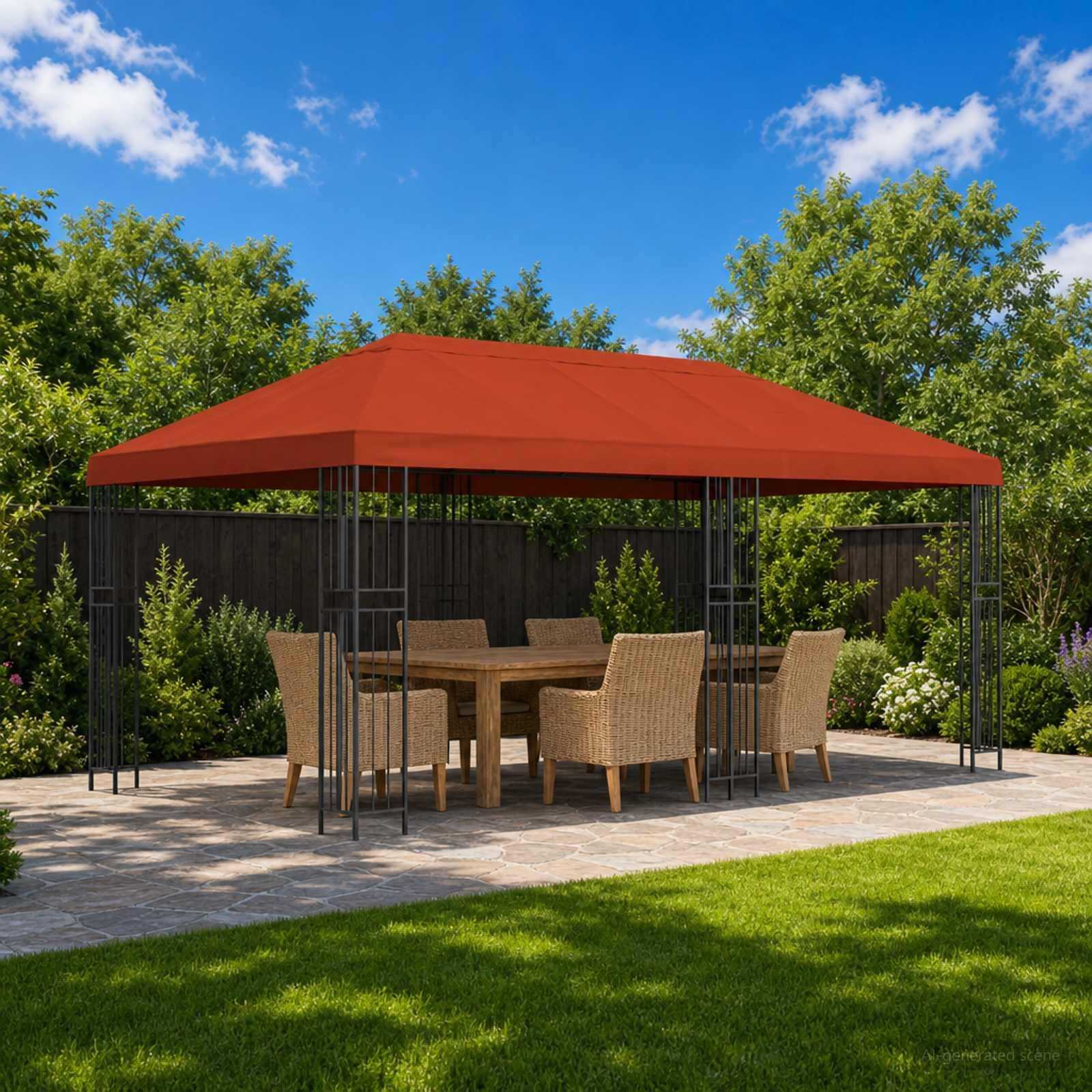 Gazebo klap-cover 6 x 3 m - terrakotta, polyester 190 gsm billede