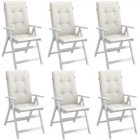 Stolehynder med høj ryg - 6 stk., 120×50×4 cm, stof i meleret creme (OUTLET A)