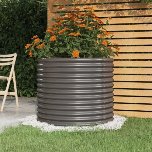 Rund plantekrukke i galvaniseret stål 80 × 68 cm - grå