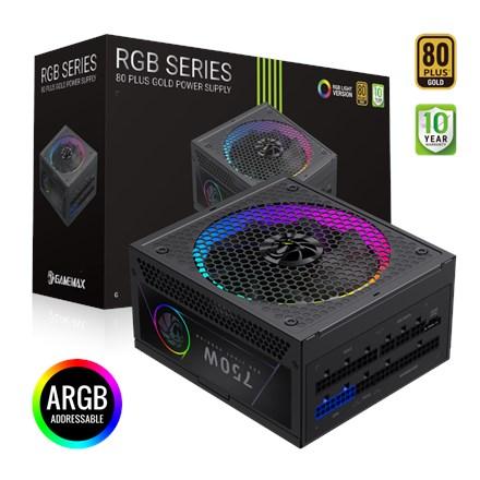 GameMax RGB 750G 750 W 80 Plus Gold fuldt modulær strømforsyning billede