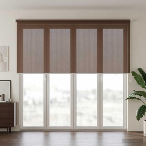 Udendørs rulleskærm med 90% UV-blok gråbrun 350 x 230 cm HDPE