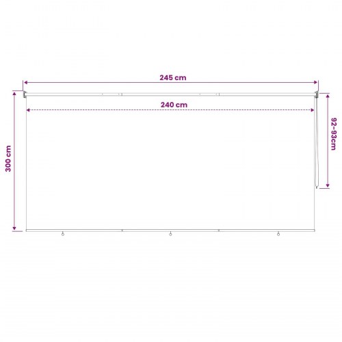 Udendørs rulleskærm i HDPE 240 x 230 cm gråbrun med 90% UV-blok