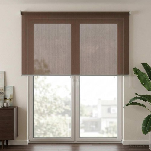 Udendørs rulleskærm gråbrun 220 x 230 cm HDPE med 90% UV-blok