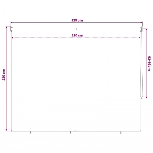 Udendørs rulleskærm gråbrun 220 x 230 cm HDPE med 90% UV-blok