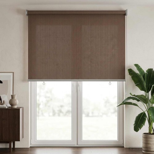 Udendørs rullegardin gråbrun 60 x 230 cm HDPE med 90% UV-blok