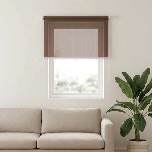Udendørs rulleskærm med 90% UV-beskyttelse gråbrun 220 x 140 cm HDPE