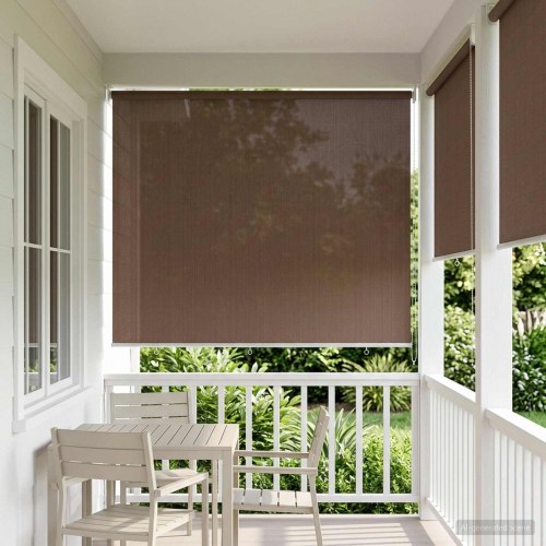 Udendørs rulleskærm med 90% UV-beskyttelse gråbrun 220 x 140 cm HDPE