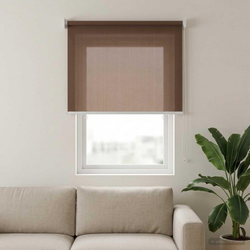 Udendørs rulleskærm gråbrun 100 x 140 cm HDPE med 90% UV-blok
