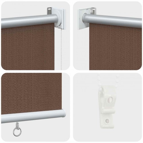 Udendørs rulleskærm gråbrun 100 x 140 cm HDPE med 90% UV-blok