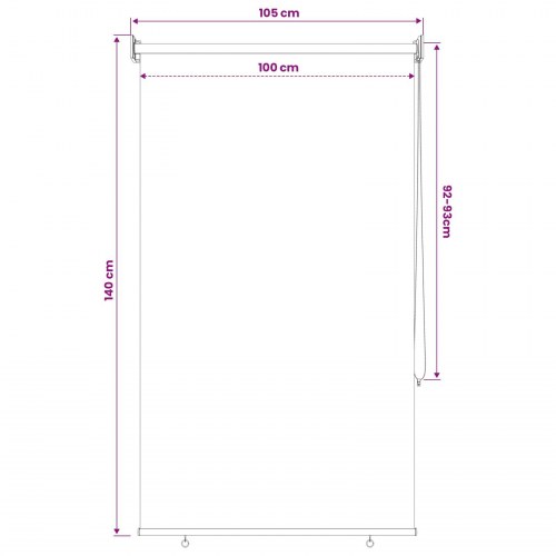 Udendørs rulleskærm gråbrun 100 x 140 cm HDPE med 90% UV-blok