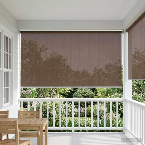 Udendørs rulleskærm gråbrun 160 x 140 cm HDPE med 90% UV-blok