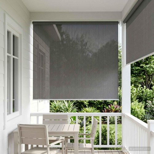 Udendørs rulleskærm lysegrå 220 x 140 cm HDPE med 90% UV-blok