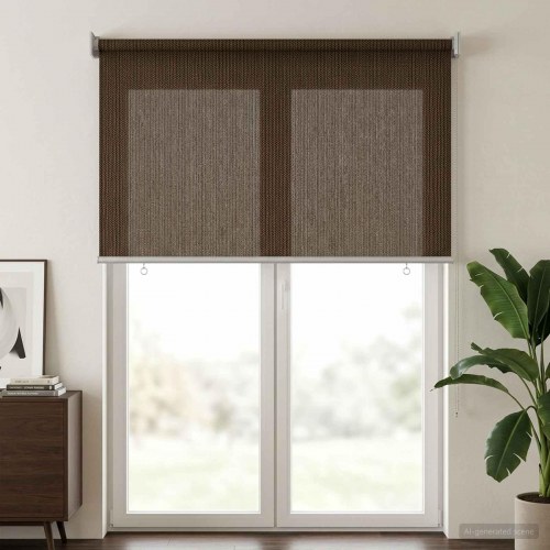 Udendørs rulleskærm brun 120 x 230 cm HDPE med 90% UV-blok