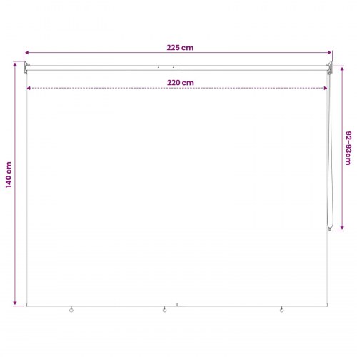 Udendørs rulleskærm lysegrå 220 x 140 cm HDPE med 90% UV-blok